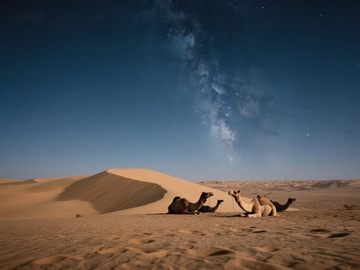 沙漠夜景下的骆驼