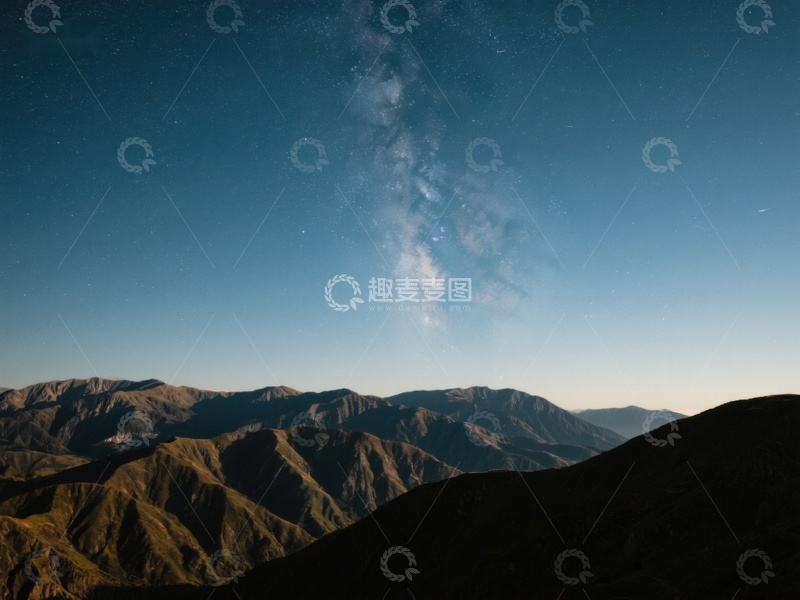 高清大图下载【趣麦麦图】星空下的山脉轮廓