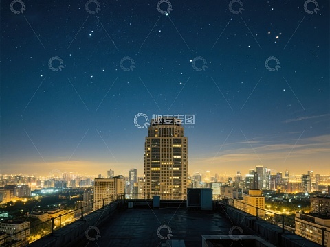 夜空下的城市天际线