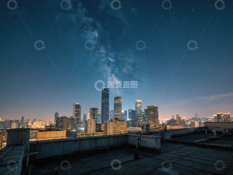 高清大图下载【趣麦麦图】夜空下的城市天际线