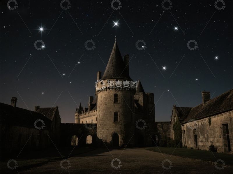 高清大图下载【趣麦麦图】夜空下的古堡