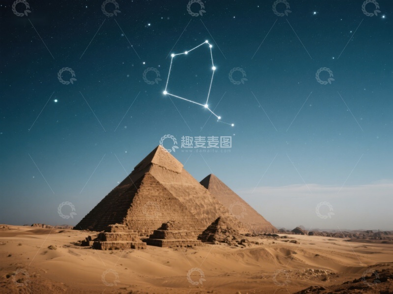 金字塔与星空下的星座