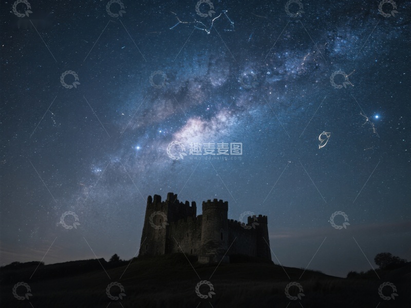 高清大图下载【趣麦麦图】星空下的古老城堡