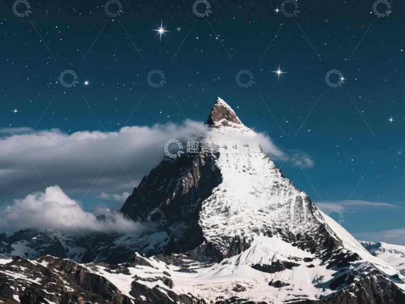 高清大图下载【趣麦麦图】夜空下的雪山之巅