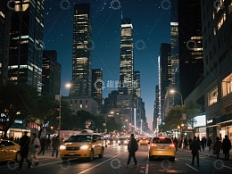 夜幕下的城市街景