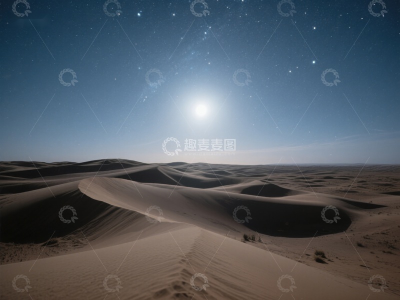 高清大图下载【趣麦麦图】月光下的沙漠沙丘