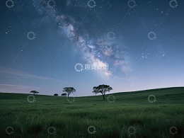 星空下的宁静草原