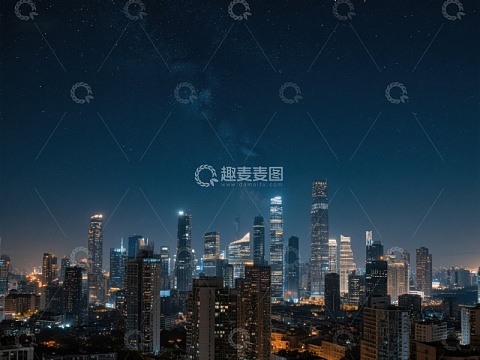 夜幕下的城市天际线