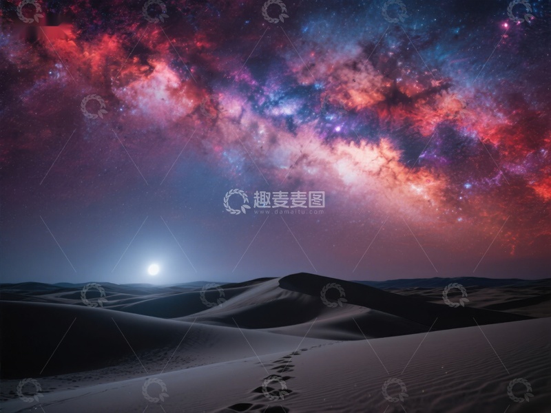 高清大图下载【趣麦麦图】沙漠夜空下的银河美景