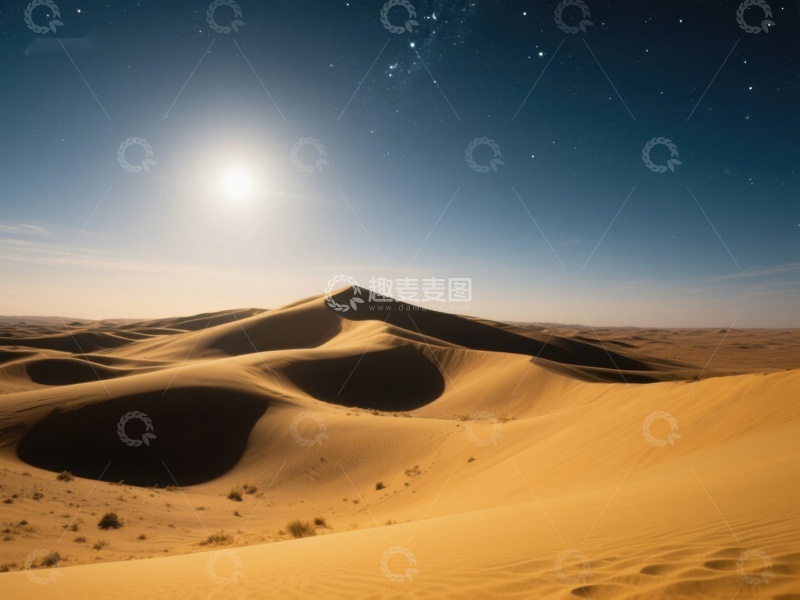 高清大图下载【趣麦麦图】月光下的沙漠沙丘