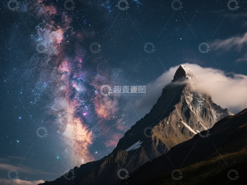 高清大图下载【趣麦麦图】星河璀璨，山峰云海