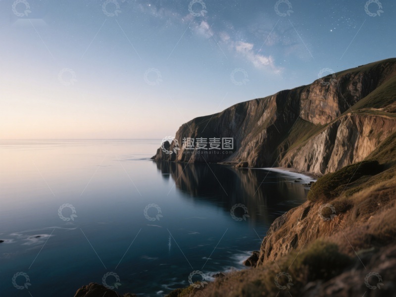 高清大图下载【趣麦麦图】海岸悬崖与平静海面