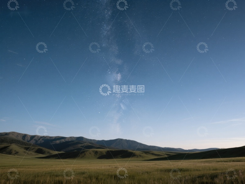 高清大图下载【趣麦麦图】草原夜空下的银河