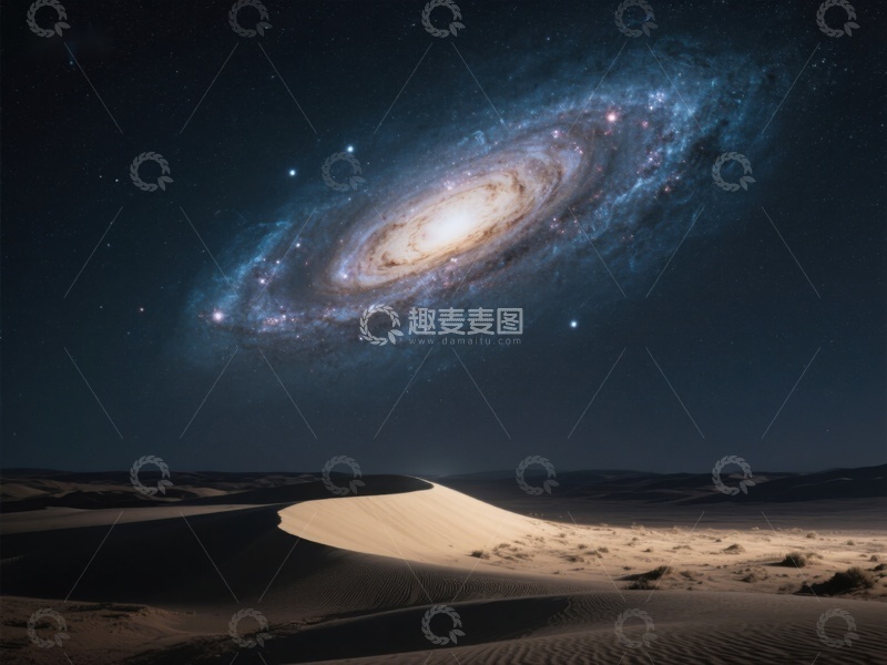高清大图下载【趣麦麦图】沙漠夜空下的银河系