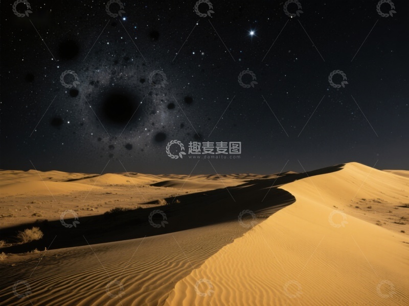 高清大图下载【趣麦麦图】沙漠夜景与星空黑洞