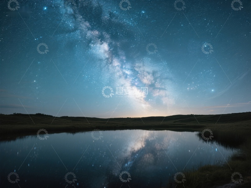高清大图下载【趣麦麦图】银河映水，夜空静谧