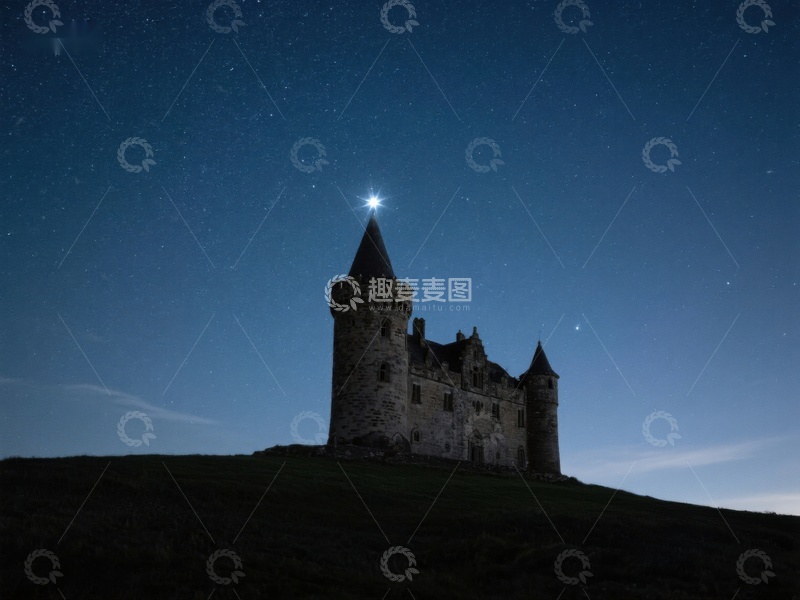 高清大图下载【趣麦麦图】夜空下的古老城堡