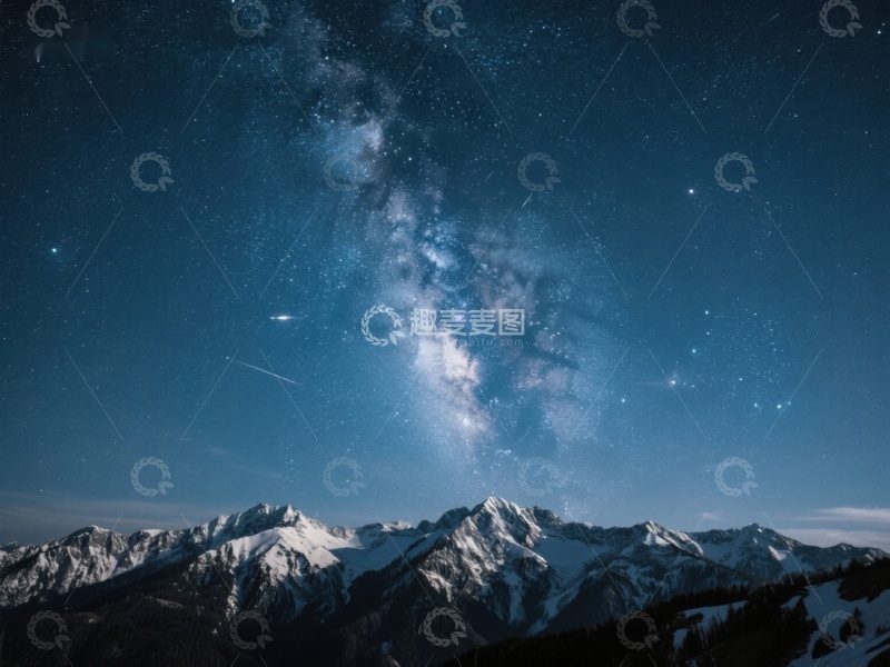 高清大图下载【趣麦麦图】星空下的雪山美景