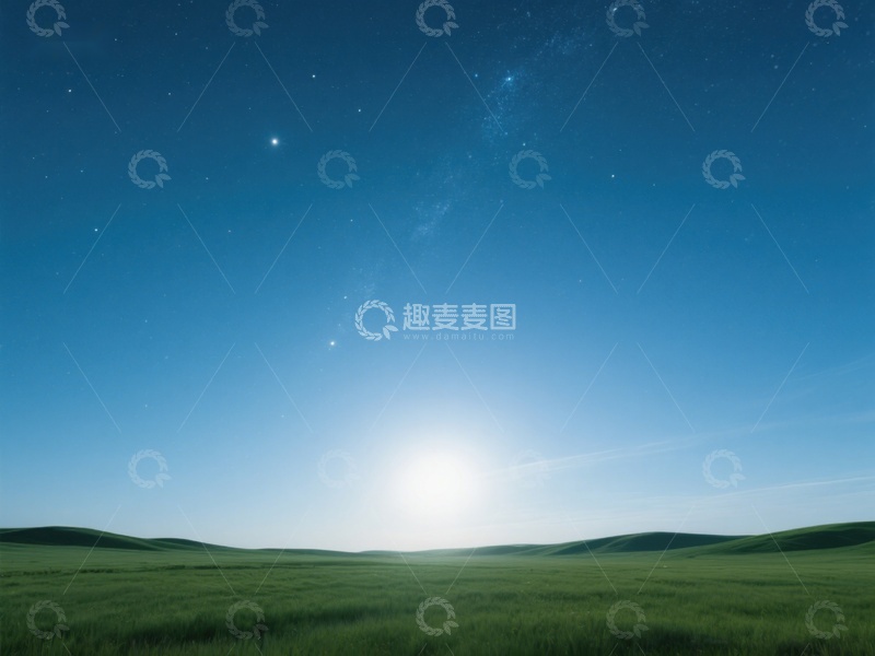 高清大图下载【趣麦麦图】星空下的宁静草原