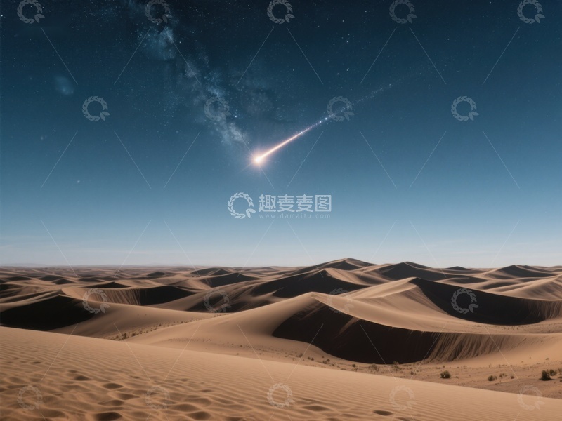 高清大图下载【趣麦麦图】沙漠夜空流星划过