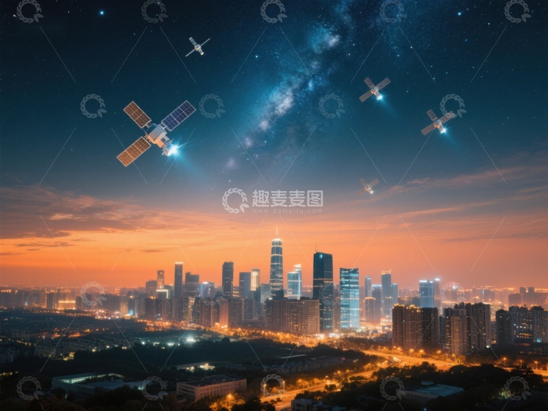 高清大图下载【趣麦麦图】卫星环绕的城市夜景
