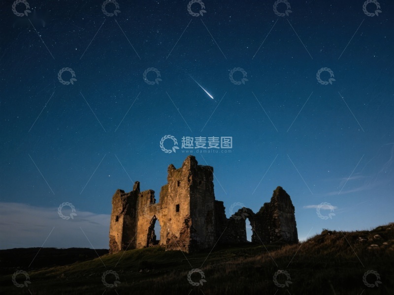 高清大图下载【趣麦麦图】夜空下的古老废墟