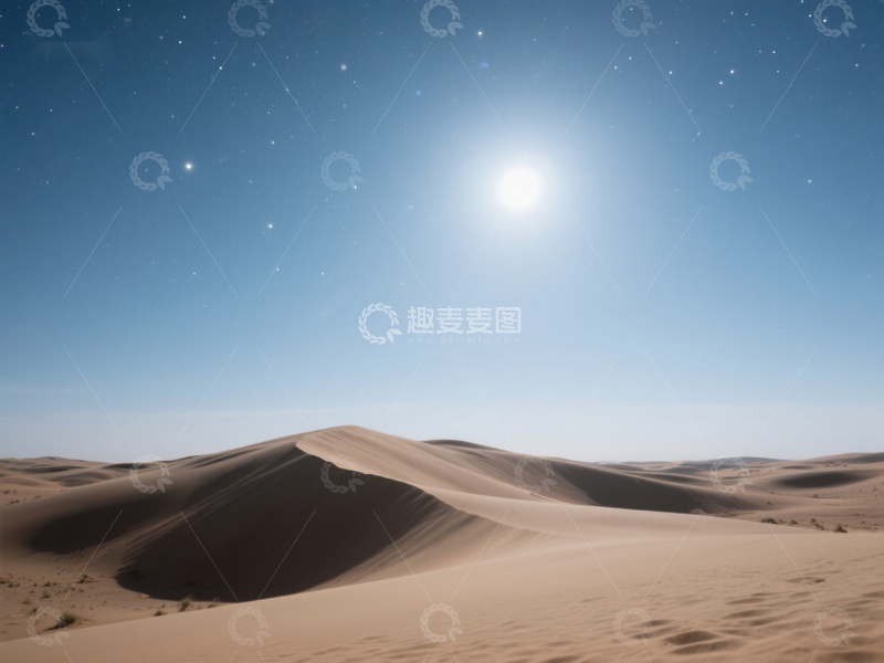 高清大图下载【趣麦麦图】沙漠日出，星空与阳光交织
