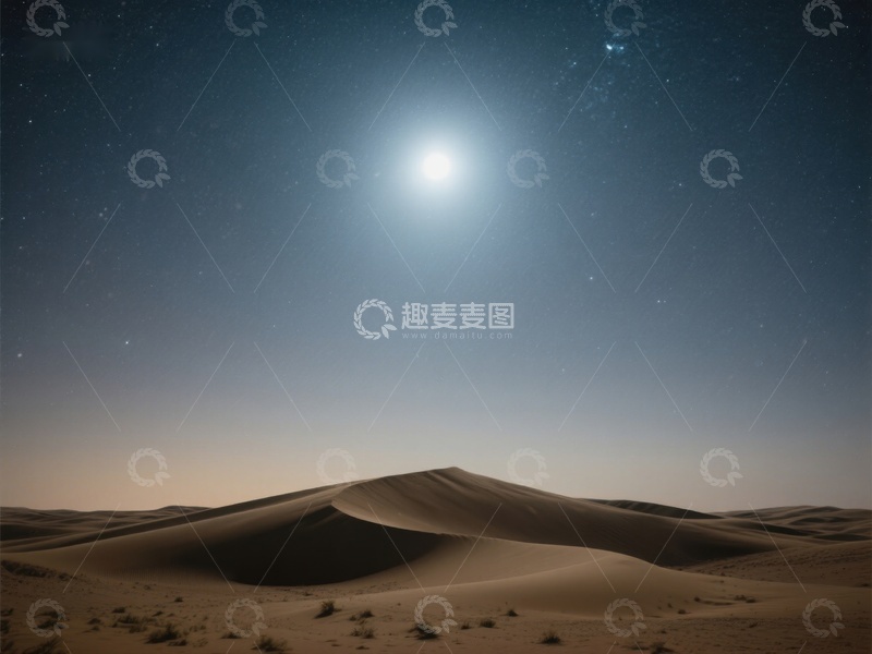 高清大图下载【趣麦麦图】沙漠夜景，星光璀璨
