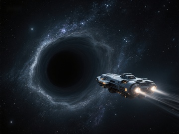 太空飞船接近黑洞