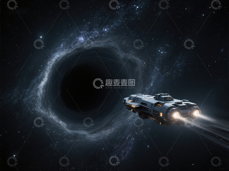 高清大图下载【趣麦麦图】太空飞船接近黑洞