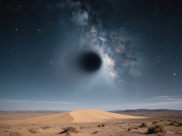 沙漠夜空下的黑洞奇观