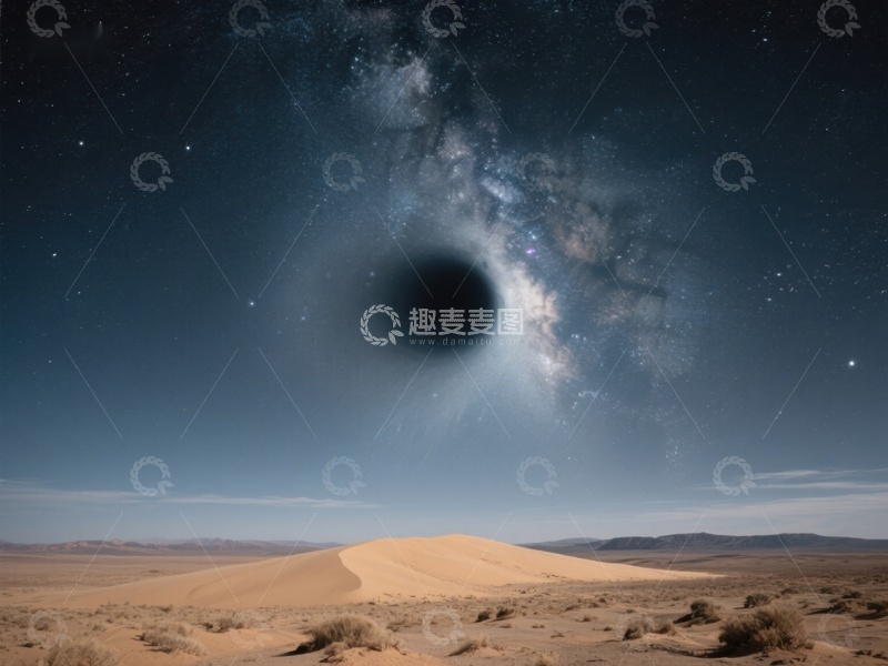 高清大图下载【趣麦麦图】沙漠夜空下的黑洞奇观