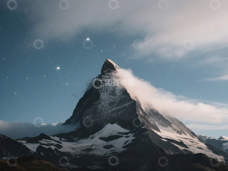 高清大图下载【趣麦麦图】夜幕下的雪山之巅