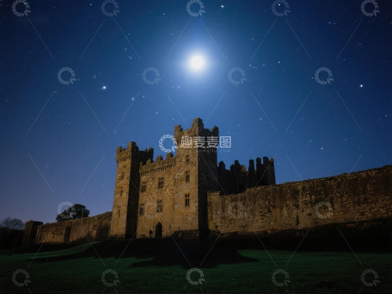 高清大图下载【趣麦麦图】月光下的古老城堡
