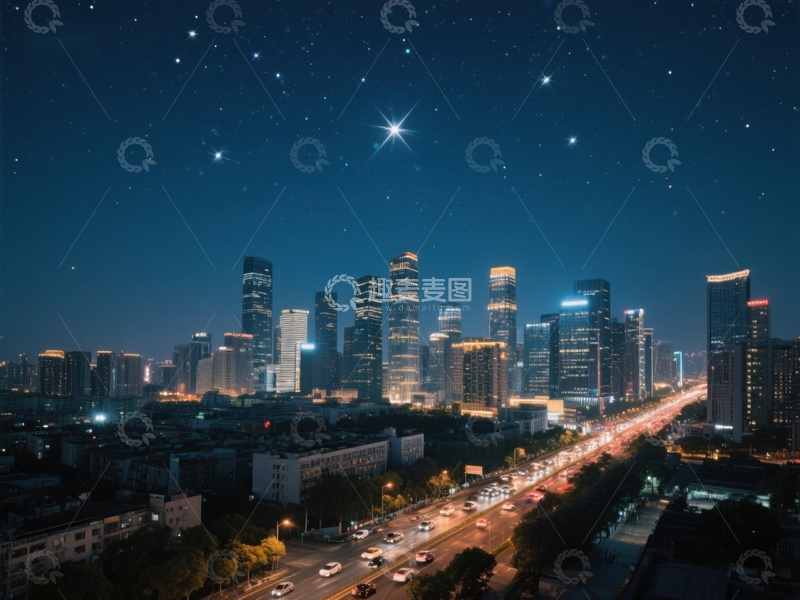 夜幕下的城市灯火辉煌