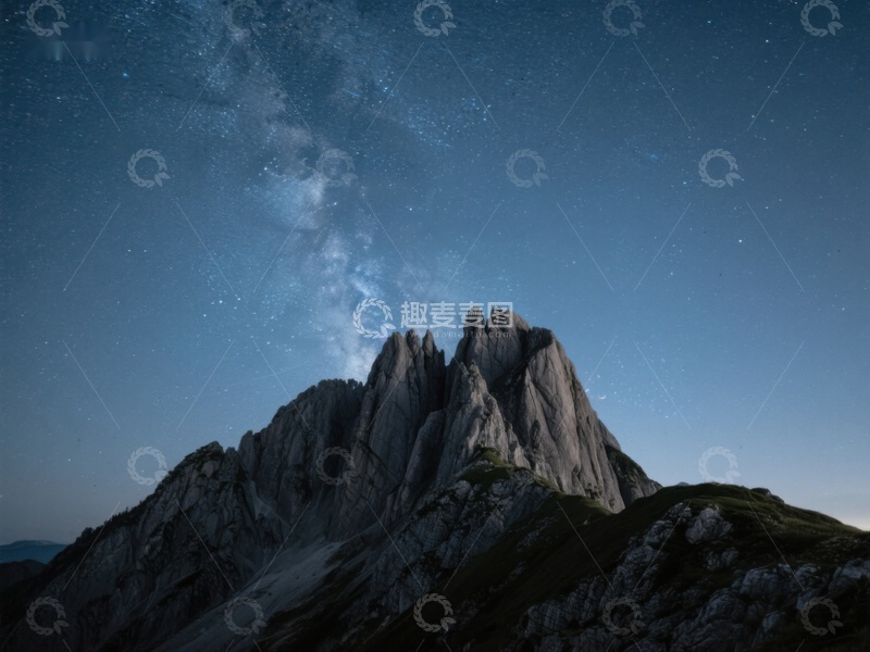 高清大图下载【趣麦麦图】星空下的巍峨山峰