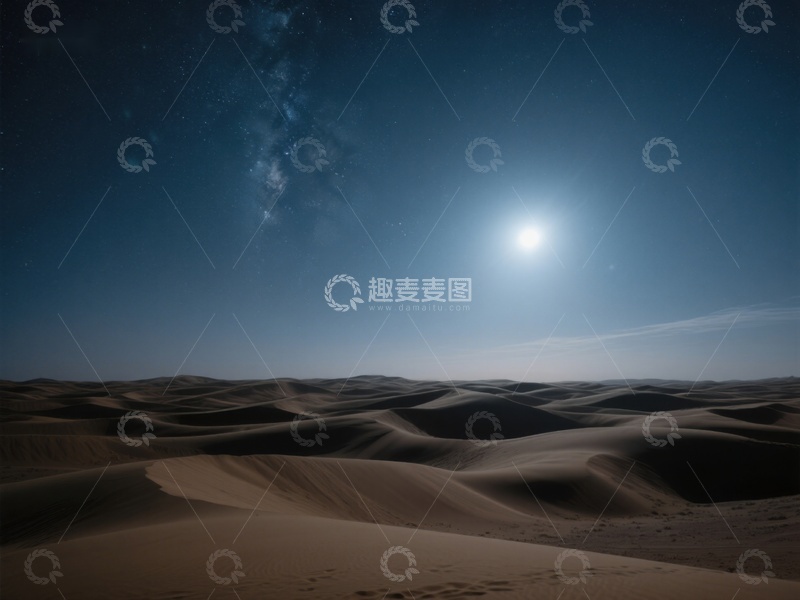 高清大图下载【趣麦麦图】月光下的沙漠沙丘