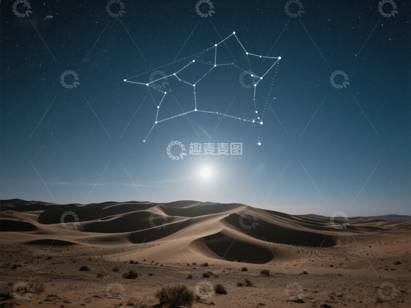 高清大图下载【趣麦麦图】沙漠夜空下的星座图