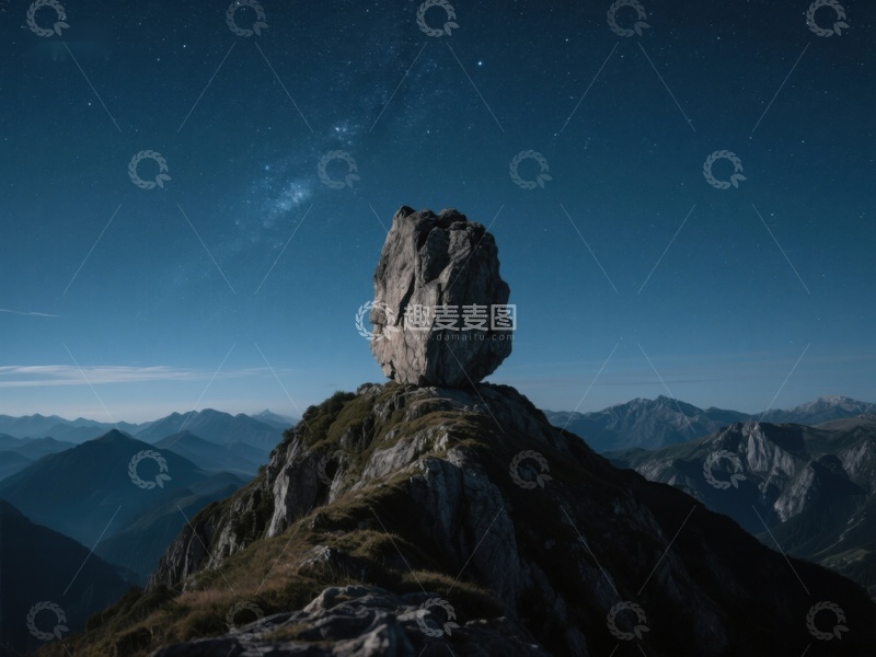 高清大图下载【趣麦麦图】夜空下的孤峰