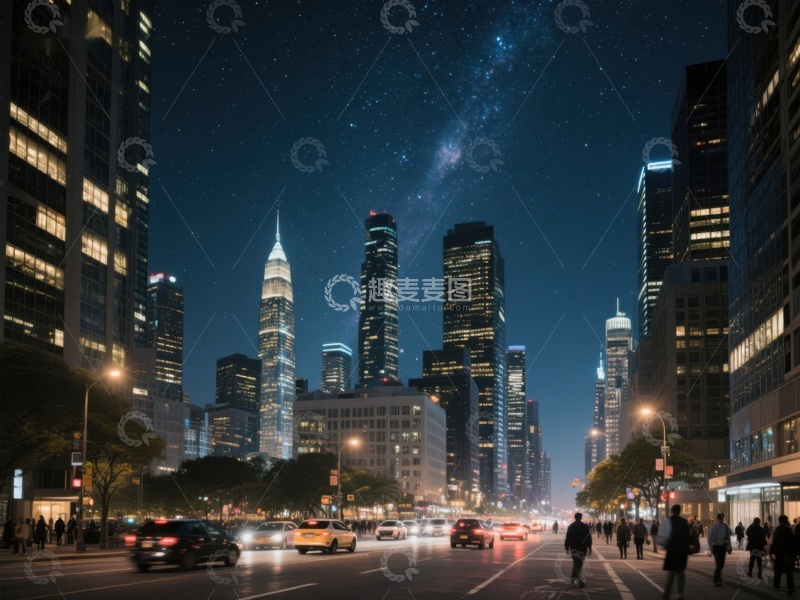 高清大图下载【趣麦麦图】夜幕下的城市星空