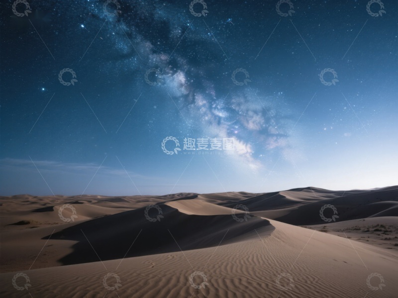 高清大图下载【趣麦麦图】沙漠夜空下的银河美景