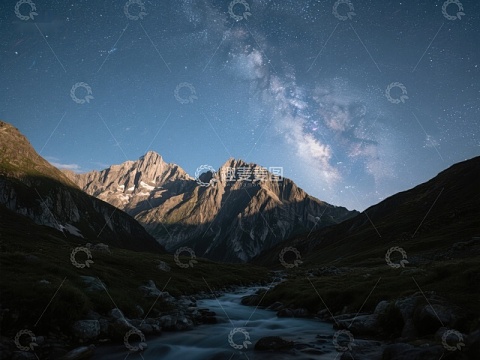 星河璀璨下的山涧溪流