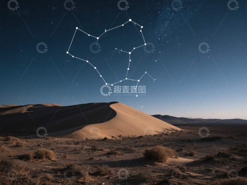 高清大图下载【趣麦麦图】沙漠夜空下的星座图