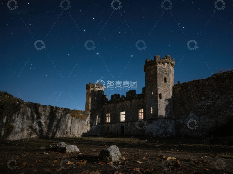高清大图下载【趣麦麦图】夜空下的古老城堡