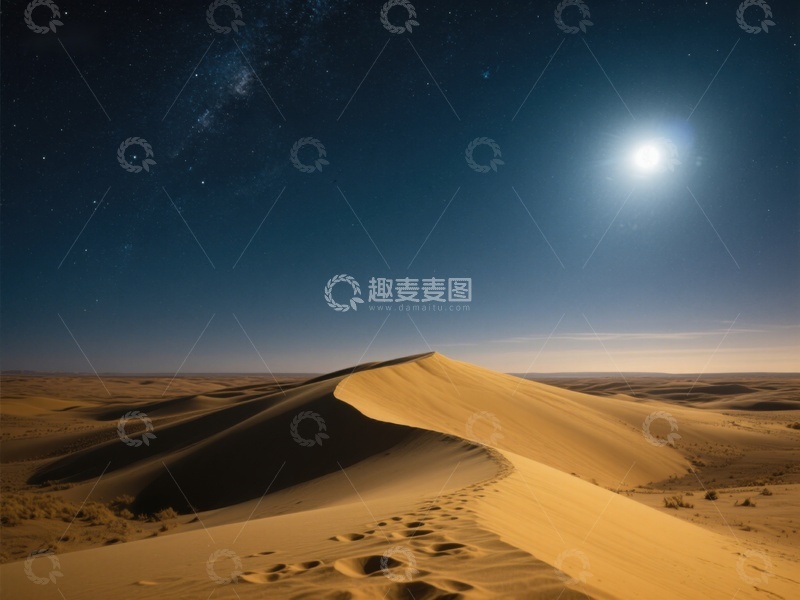 高清大图下载【趣麦麦图】月光下的沙漠沙丘