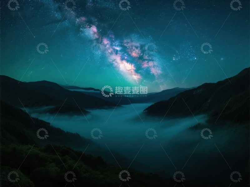 高清大图下载【趣麦麦图】星河璀璨，山谷云海