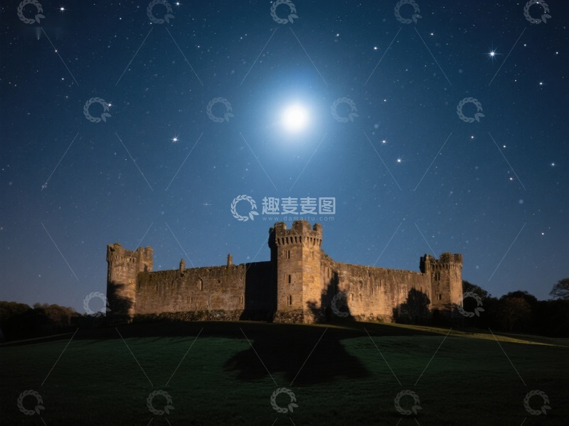 高清大图下载【趣麦麦图】月光下的古老城堡