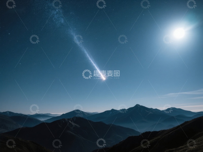 高清大图下载【趣麦麦图】夜空流星划过山峦