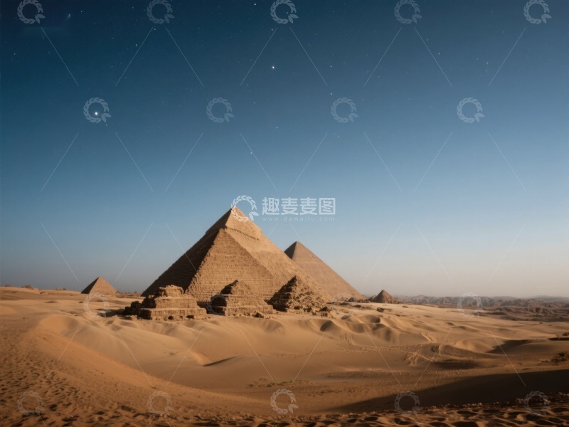 高清大图下载【趣麦麦图】夜幕下的金字塔群