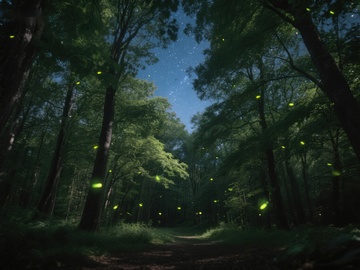 萤火虫在森林中闪烁